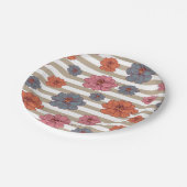 Retro gekleurd bloemenpatroon papieren bordje (Gekanteld)