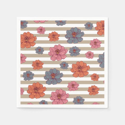 Retro gekleurd bloemenpatroon servet (Voorkant)