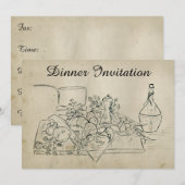 Retro gekleurd papier repetitie diner kreeft wijn kaart (Voorkant / Achterkant)