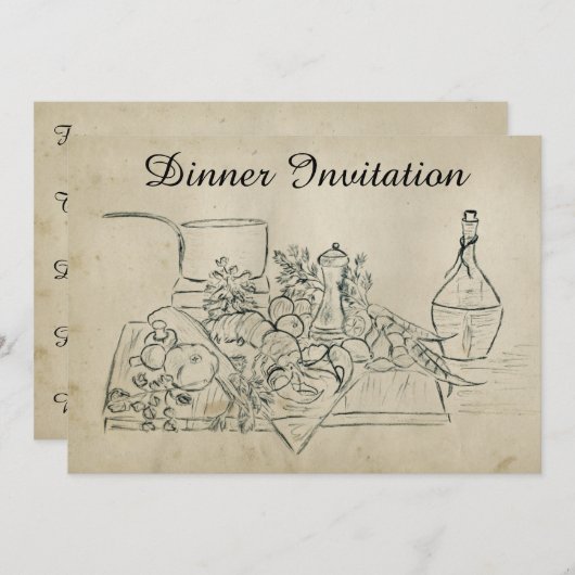 Retro gekleurd papier repetitie diner kreeft wijn kaart (Voorkant / Achterkant)