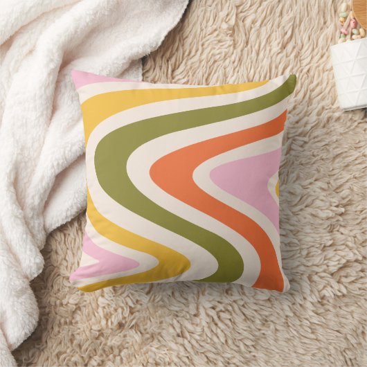 Retro gekleurde jaren '70 curven kussen (Deken)