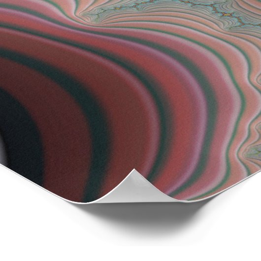 Retro gekleurde strepen met Golden Mandel Fractal Poster (Hoek)