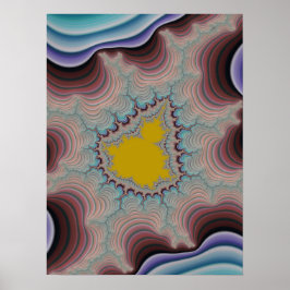 Retro gekleurde strepen met Golden Mandel Fractal Poster
