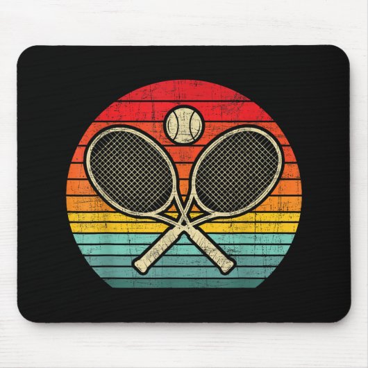 Retro  gekruist tennisracket - Sportliefhebber Muismat (Voorkant)