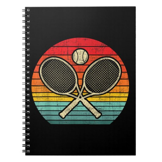 Retro  gekruist tennisracket - Sportliefhebber Notitieboek (Voorkant)