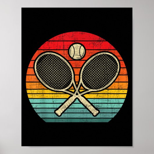 Retro  gekruist tennisracket - Sportliefhebber Poster (Voorkant)