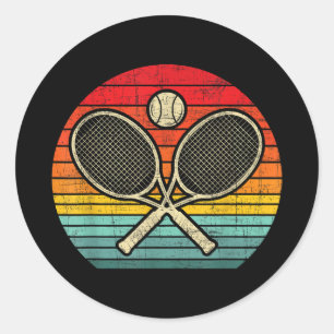 Retro gekruist tennisracket - Sportliefhebber Ronde Sticker