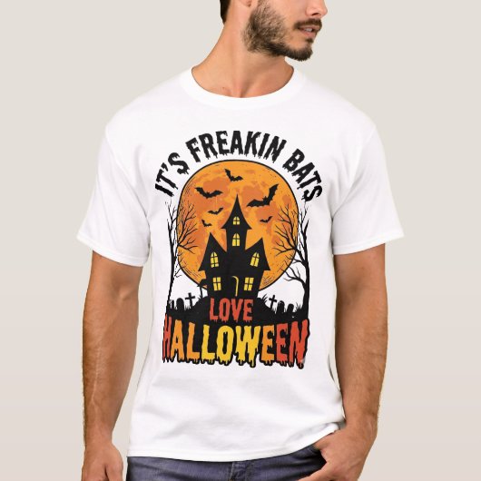 Retro Gekte Vleermuizen Liefhebben Halloween Shirt (Voorkant)