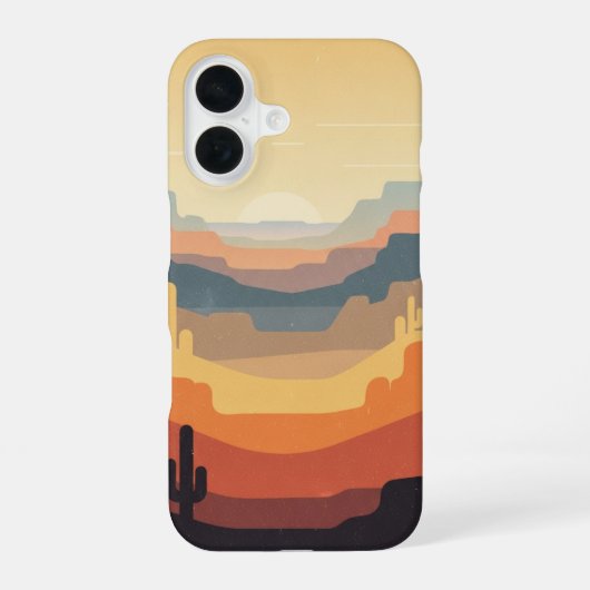 Retro Gelaagde Canyons iPhone 16 Hoesje (Achterkant)