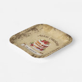 Retro gelaagde taart Vrolijk kerstfeest Papieren Bordje (Gebogen)