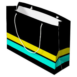 Retro gele Aqua Base Racing Stripes op zwart Groot Cadeauzakje