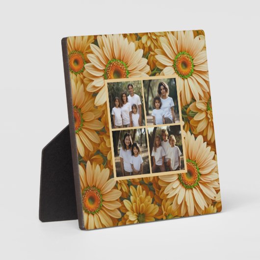 Retro gele bloemen daisy 4 foto template fotoplaat (Voorkant)
