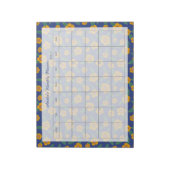 Retro Gele Bloemen Marine Maandelijkse Planner Naa Notitieblok (Linkerzijde)