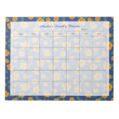 Retro Gele Bloemen Marine Maandelijkse Planner Naa Notitieblok (Voorkant)