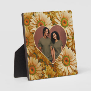 Retro Gele bloemenmadeliefje hart foto template Fotoplaat