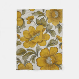 Retro Gele Bloementuin Esthetiek Fleece Deken