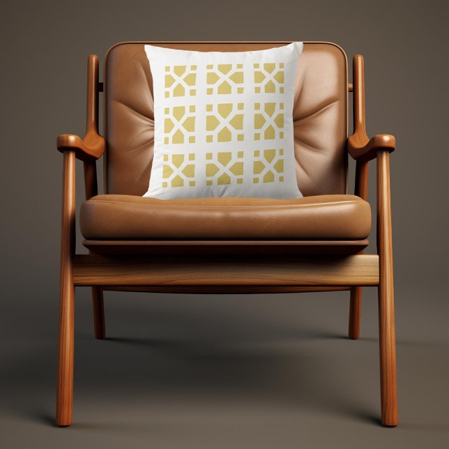 Retro gele blokdruk geïnspireerd buitenkussen (Creator heeft geüpload)