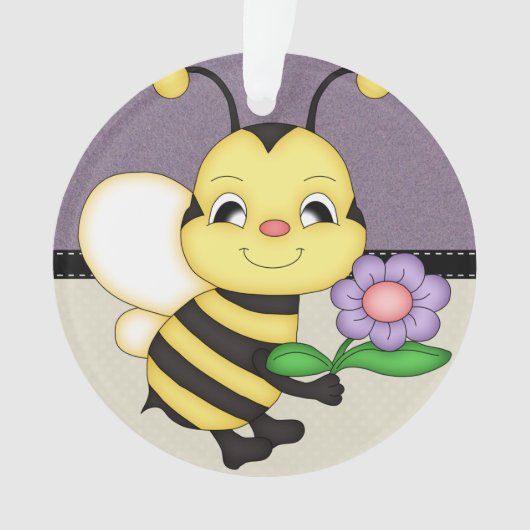 Retro Gele Bumble Bee Ornament (voorkant)
