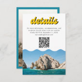 Retro gele Cabo bruiloft details QR-code Informatiekaartje (Voorkant / Achterkant)