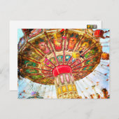  retro gele carnival swing ride foto briefkaart (Voorkant / Achterkant)