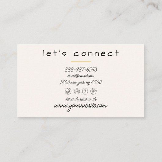 Retro gele Crème Wavy Geruit Boho Pastel Visitekaartje (Achterkant)