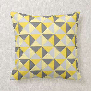 Retro Gele Grijze Geometrische driehoeken Pillow Kussen