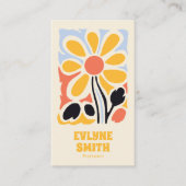 Retro gele hand getekend Groovy bloementrendy Visitekaartje (Voorkant)