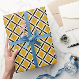 Retro Gele Mosterd Pop Crème Abstract Patroon Cadeaupapier