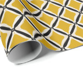 Retro Gele Mosterd Pop Crème Abstract Patroon Cadeaupapier (Rol Hoek)
