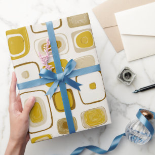 Retro Gele Mosterd Pop Crème Abstract Patroon Cadeaupapier