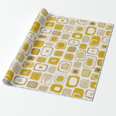 Retro Gele Mosterd Pop Crème Abstract Patroon Cadeaupapier (Uitgerold)