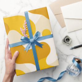 Retro Gele Mosterd Pop Crème Abstract Patroon Cadeaupapier