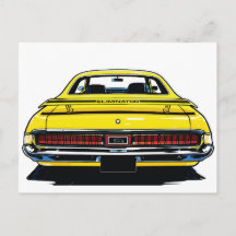Retro Gele Muscle Car Achter Pop Art Illustratie