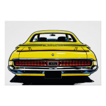 Retro Gele Muscle Car Achter Pop Art Illustratie
