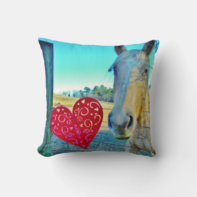 Retro gele paard Valentijnshart Kussen (Voorkant)