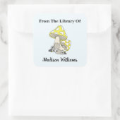 Retro Gele Paddenstoel Boeklabel Vierkante Sticker (Tas)