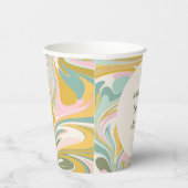 Retro Gele Pastel Abstract Bruiloftsfeest Papieren Bekers (Rechts)