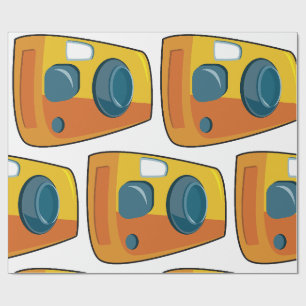 Retro gele point-and-shoot filmcamera cadeaupapier