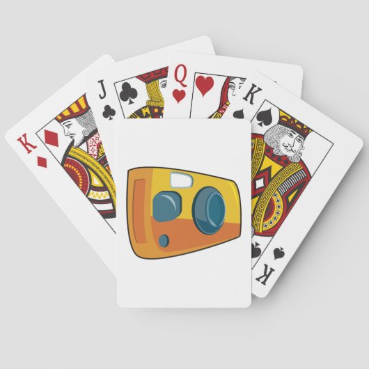 Retro gele point-and-shoot filmcamera pokerkaarten (Achterkant)
