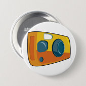 Retro gele point-and-shoot filmcamera ronde button 7,6 cm (Voorkant /achterkant)