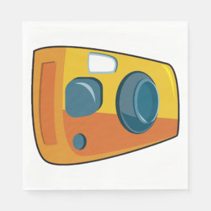 Retro Gele Punt En Schiet Filmcamera Servet