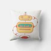 Retro Gele Robot Ruimte Grafiek Kussen (Achterkant)