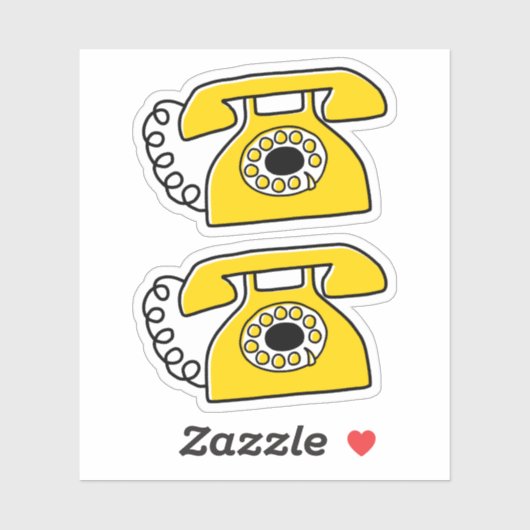 Retro gele telefoon stickers (Vel)