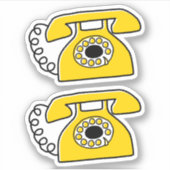Retro gele telefoon stickers (Voorkant)