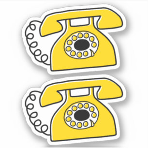 Retro gele telefoon stickers