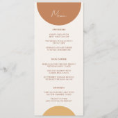 Retro Gele Terracotta Bogen Boho Trouwdiner Menu (Voorkant)