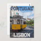 Retro gele tram op straat in Lissabon, Portugal Briefkaart (Voorkant / Achterkant)