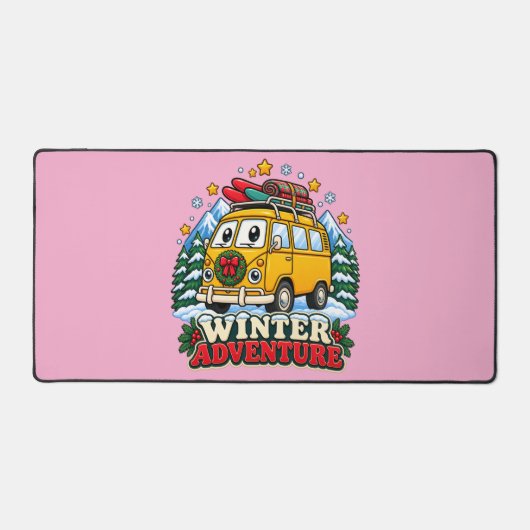 Retro Gele Van Winter Bureaumat (Voorkant)