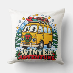 Retro Gele Van Winter Worp Kussen