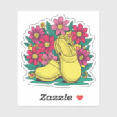 Retro gele verpleegkundige klompen met bloemen sticker (Vel)